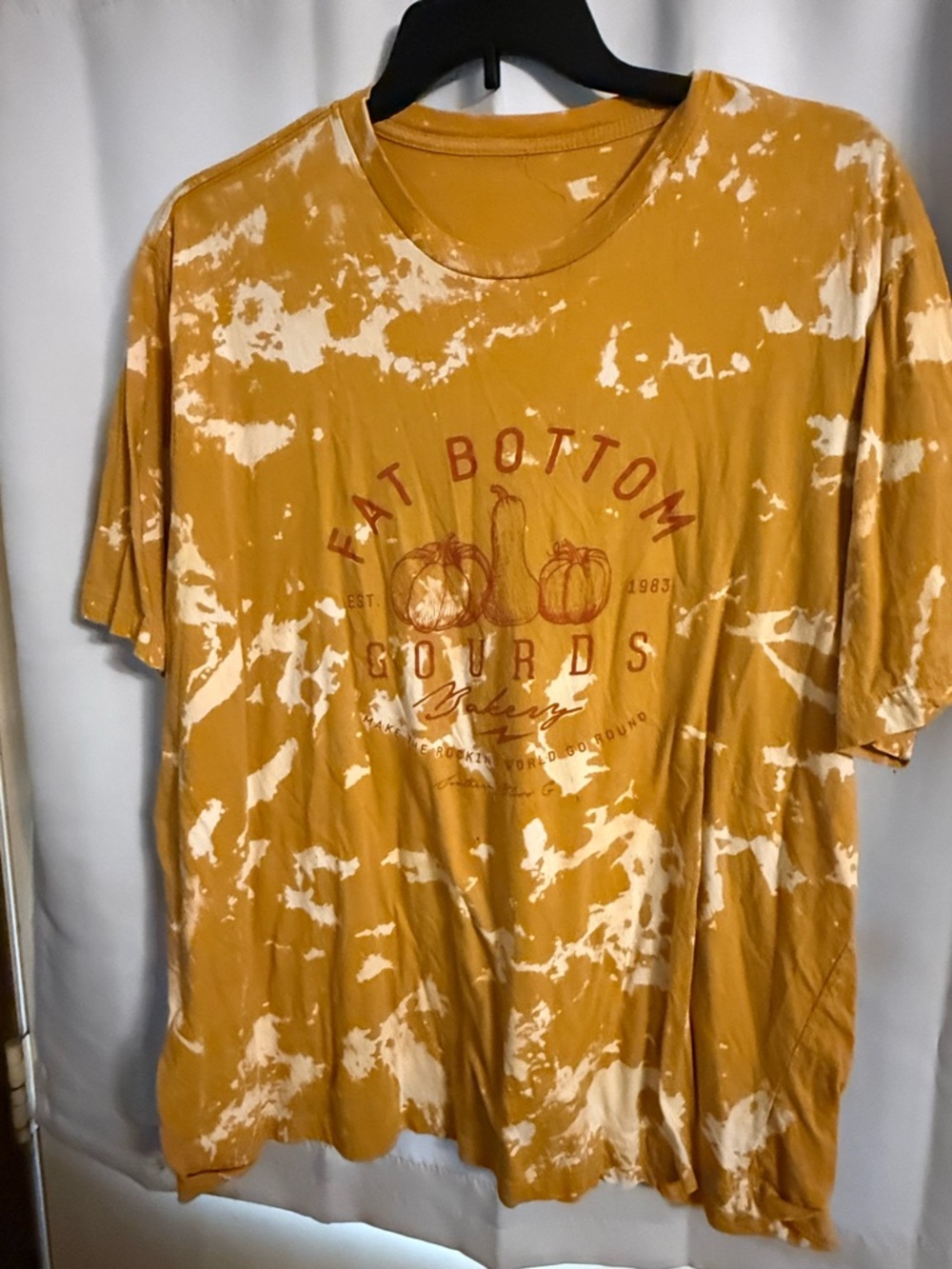 Fat Bottom Gourds Graphic Tee - Mustard Yellow Bleach Tie-Dye